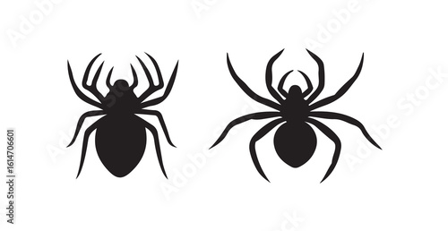 Spider black silhouette vector, Simple silhouette Design vector icon with white background, Scary and dangerous spider with big paws, vector illustration eps 10.