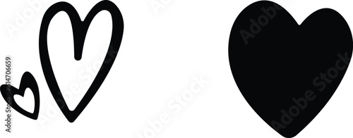 Art & IllustrationHeart icon set.Collection of heart illustration with different style. Heart shape Isolated on white background.A flat color heart set icon editable. Grunge rough brush stroke romance