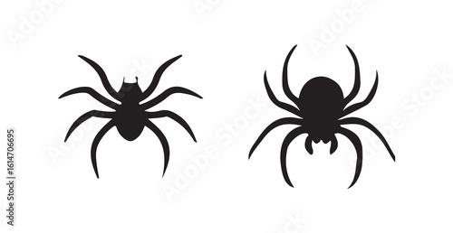 Set vector spider silhouettes icon, Halloween spider symbol design, Isolated Gray Spider Silhouette, vector illustration eps 10.