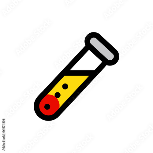 Angled test tube icon with yellow plasma and red blood cells