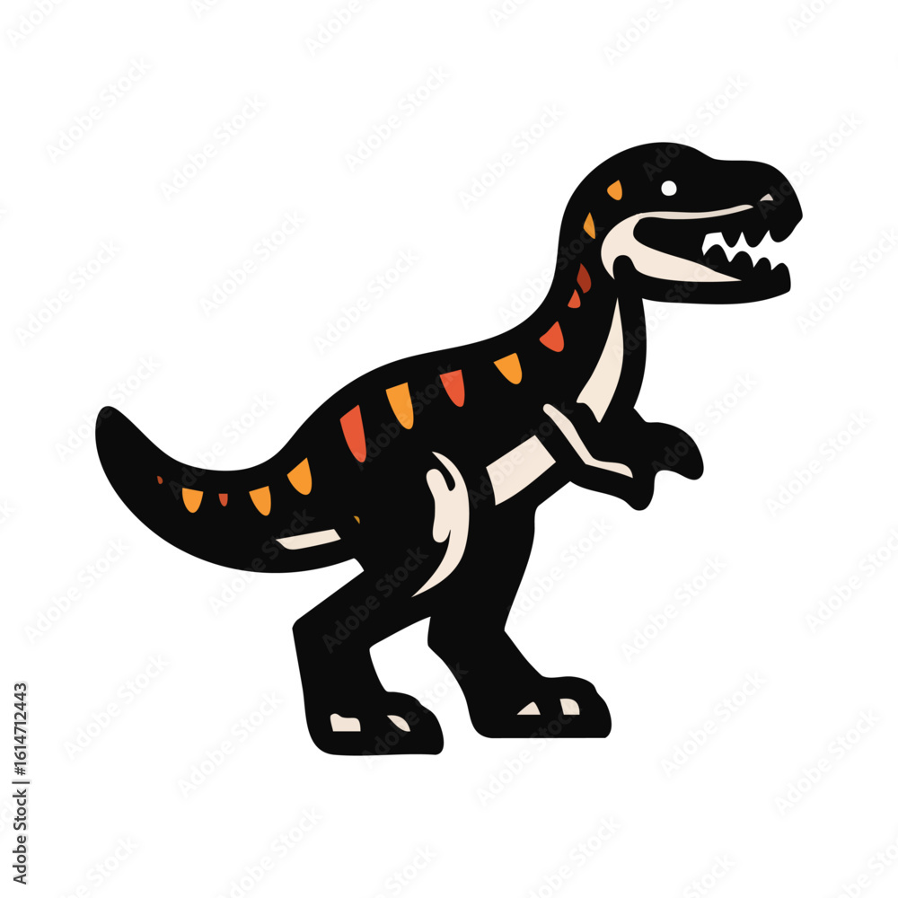Naklejka premium Fierce Black T-Rex Graphic with Bold Lines and Fiery Orange Markings