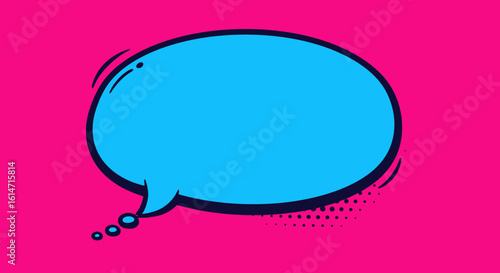 Vibrant Blue Comic Speech Bubble on Pink Background
