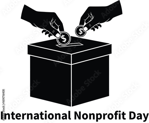 A silhouette of hands donating money to a box to celebrate national nonprofit day