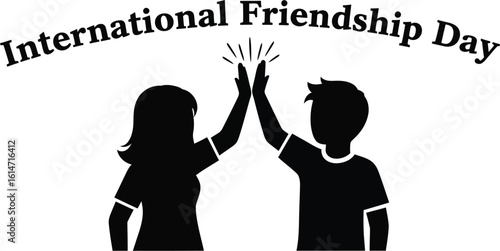 A silhouette of friends giving a high five to celebrate international friendship day