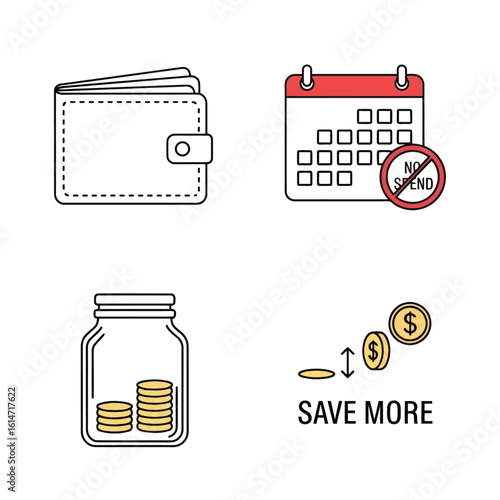 Wallet calendar jar coins save more no spend