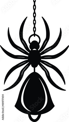 Spider Delicately Hanging from a Christmas Bell