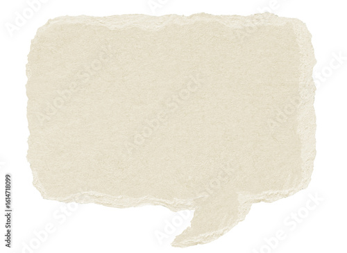 Brown paper bubble. Blank brown cut out cardboard paper speech bubble. Png transparency