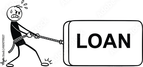 Struggling with loan debt concept financial burden illustration