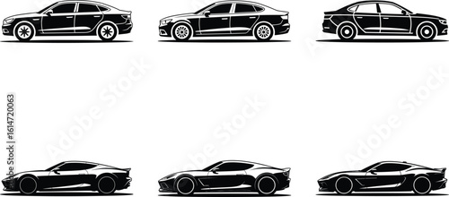 Car Silhouette Vector Bundle – Sports Car, Classic Vehicle, Automobile Clipart Set