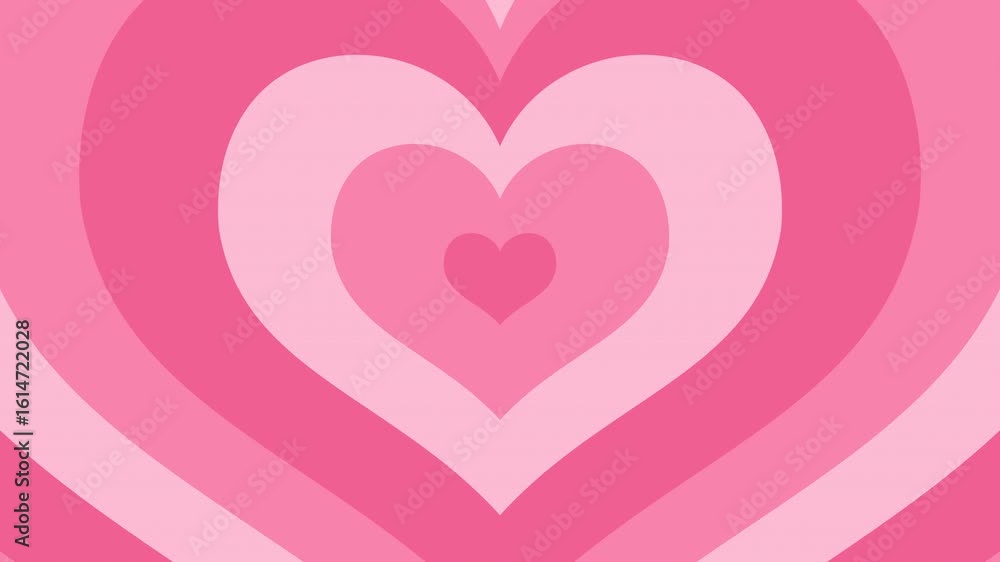 Retro pink heart tunnel animation. 4k video