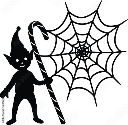 Elf Caught in a Large Intricate Spiderweb