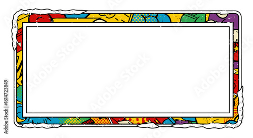 Comic Book Style Frame with White Space for Text or Image