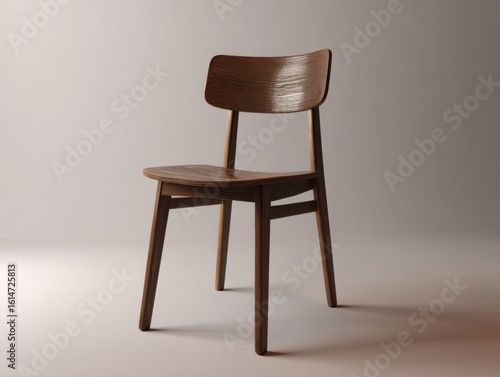 Wallpaper Mural Detailed 3D Render of Wooden Dining Chair Against Simple Background Torontodigital.ca
