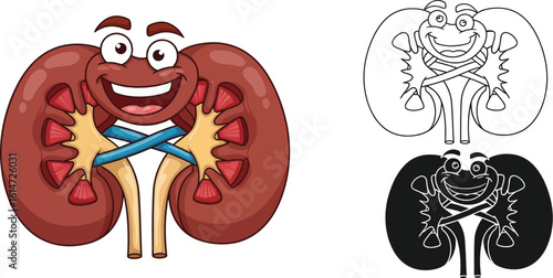 Cartoon kidneys illustration healthy kidney anatomy vector art