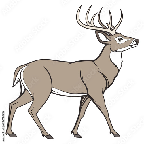 This is a versatile vector illustration of a wild deer silhouette with prominent antlers, perfect for various nature and wildlife designs