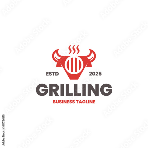 grill beef restaurant logo vector