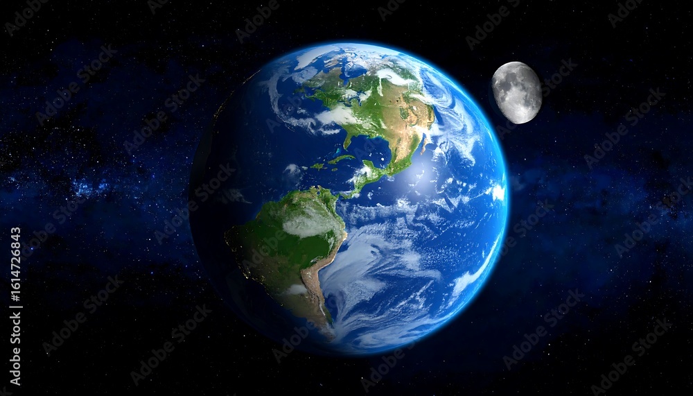 Fototapeta premium Earth and moon in space (1)
