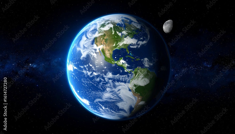 Obraz premium Earth and moon in space