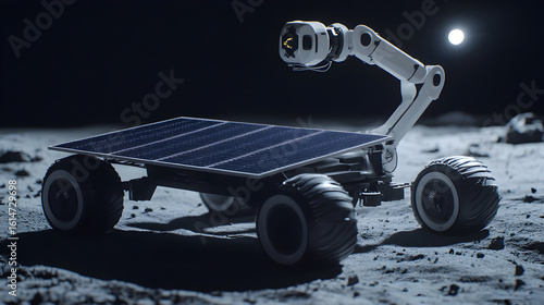 Fototapeta Naklejka Na Ścianę i Meble -  Lunar exploration rover on moon surface