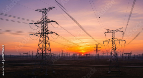 power lines at sunset