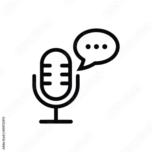 Microphone with Speech Bubble Icon Podcast or Interview Symbol