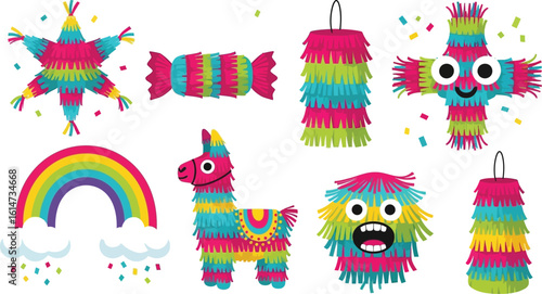 Colorful fiesta party pinata vector illustration for cinco de mayo and birthday celebration