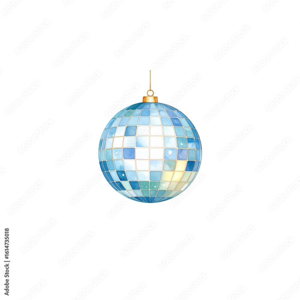 Fototapeta premium Shiny silver disco ball with shiny reflective glass discs, perfect for parties, clubs on a white background