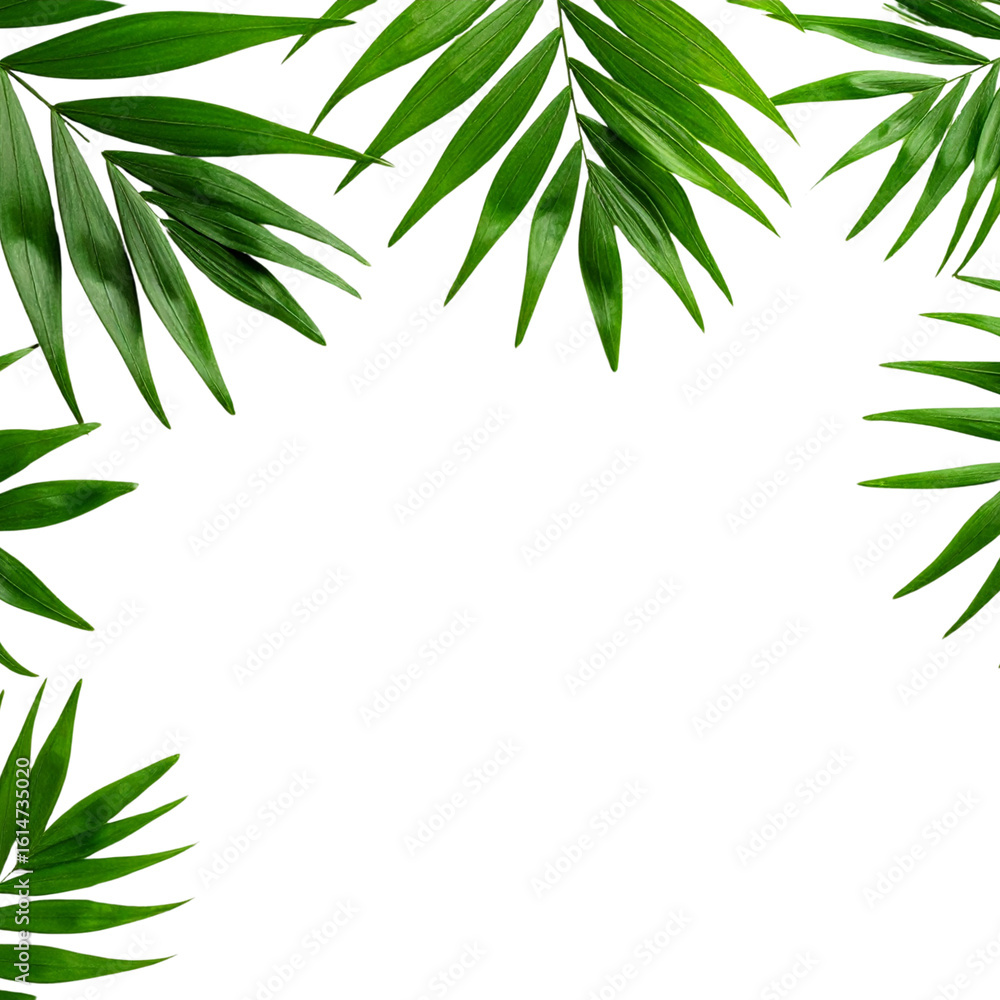 Obraz premium The green leaf frame and border are a refreshing natural tree design, perfect for spring or summer foliage