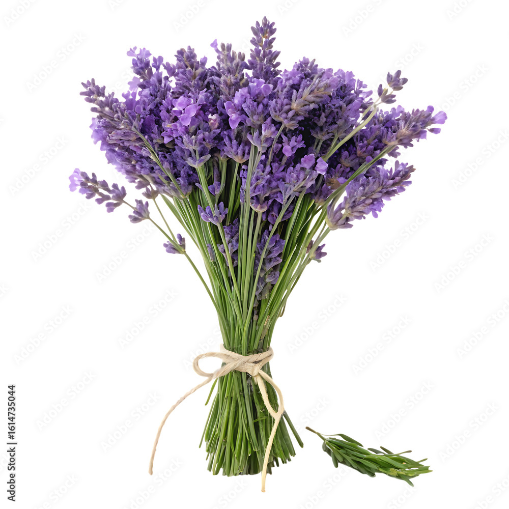 Fototapeta premium A vibrant bouquet of fresh lavender flowers isolated on a transparent background png