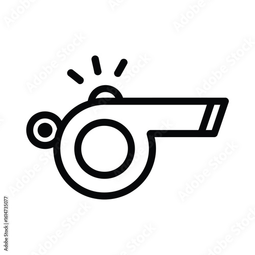 Simple Line Art Illustration of a Whistle on White Background