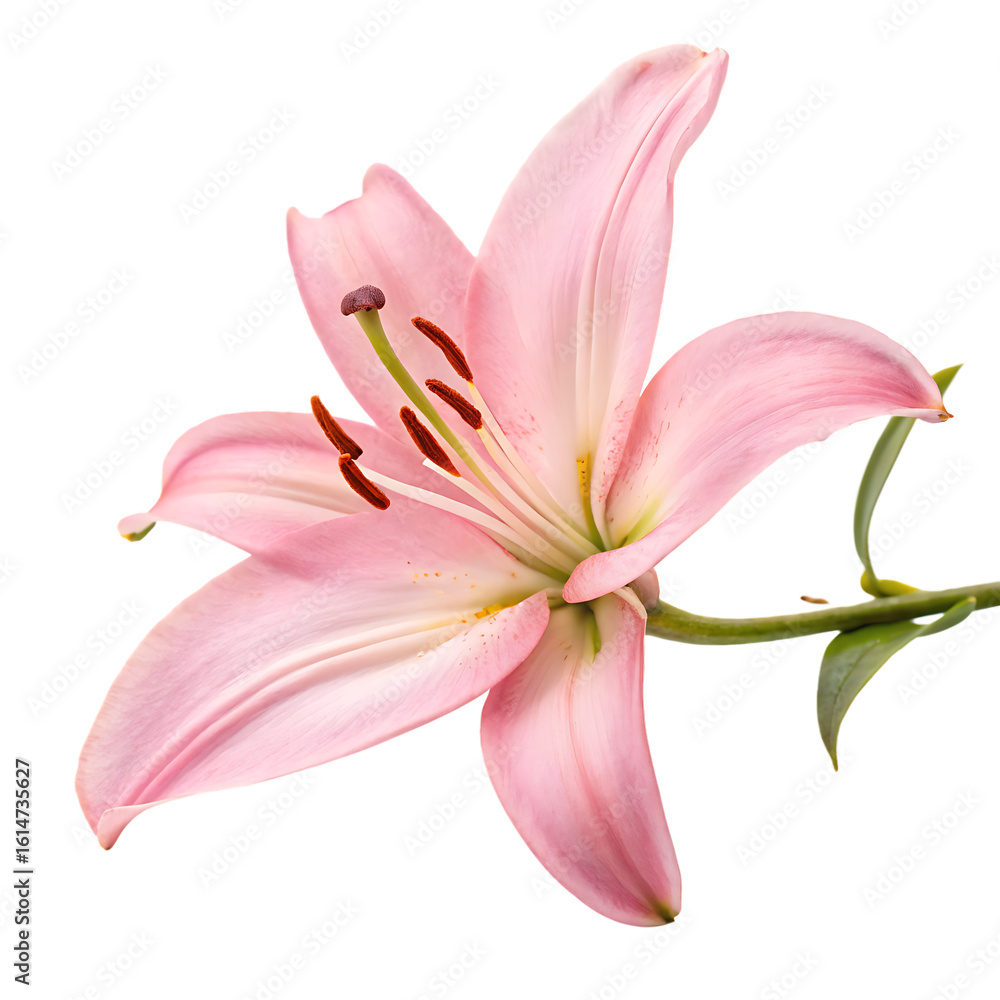 Naklejka premium An elegant arrangement of pink lily flowers isolated on a transparent background png