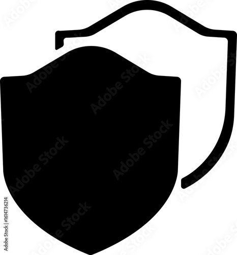 Protect shield icon.Collection of security line shield icons. Different shields in black for your design.Knightly military insignia, emblem and crest.Representing security and protection concepts.