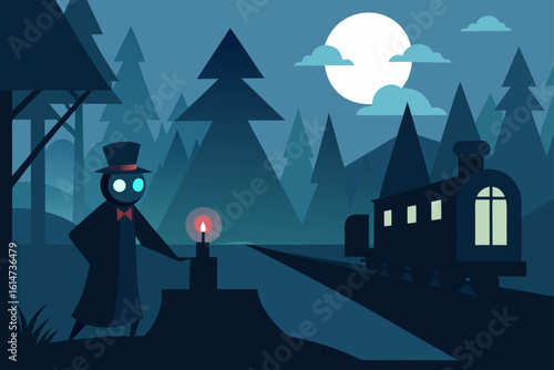 eerie train platform ghost conductor
