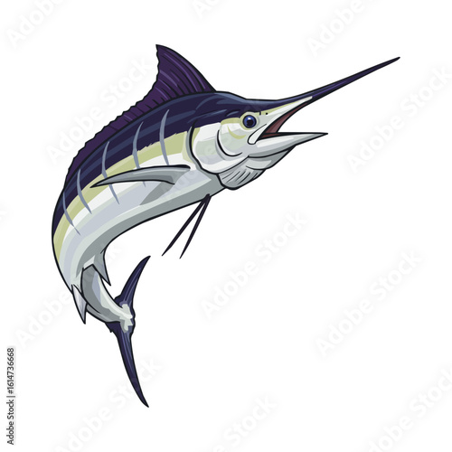Jumping Marlin A Striking Illustration of a Billfish in Motion