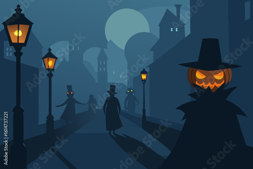 foggy victorian street night shadowy figures dark