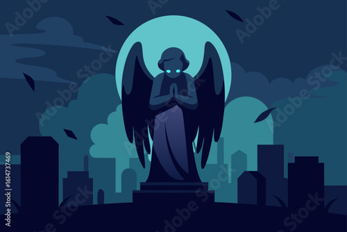 sleepy jack o lanterns under tree floating