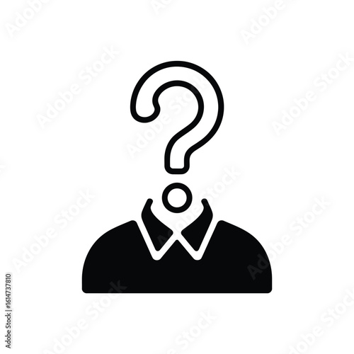 Question Mark Head Icon Symbolizing Uncertainty and Confusion in Black and White