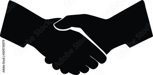 Black Silhouette of a Handshake, Symbolizing Agreement, Partnership, Collaboration and Trust in Business