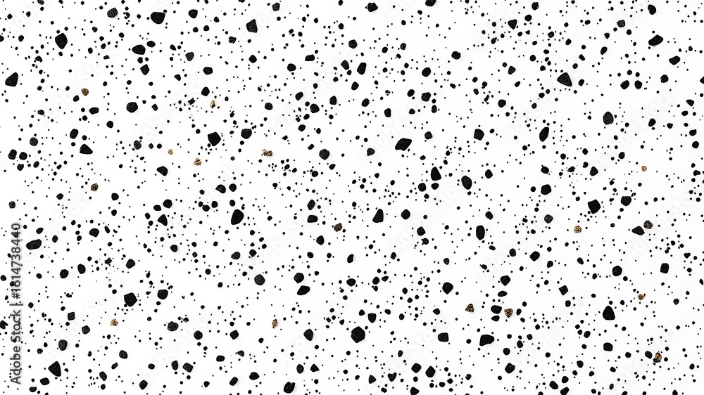 Abstract black and white speckled texture with gold flecks for modern design projects Abstract black and white speckled texture with gold flecks for modern design projects