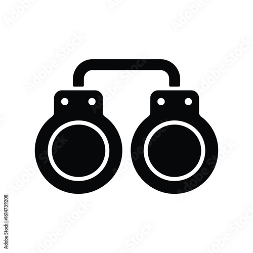Handcuffs Icon Symbolizing Law Enforcement Crime and Restriction in Black