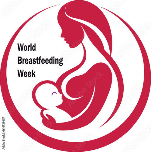 Vector Silhouette of Breastfeeding logo on transparent background