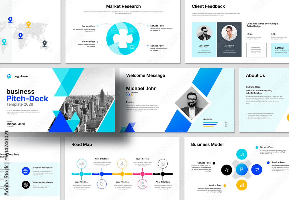 Business Pitch Deck Presentation Template Stock Template | Adobe Stock