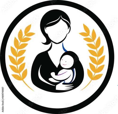 Vector Silhouette of Breastfeeding logo on transparent background
