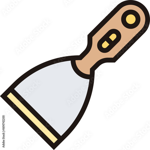 Simple vector icon of a putty knife scraper tool. Isolated graphic for construction, repair, and home improvement themes.