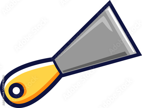 A simple vector illustration of a putty knife trowel. A hand tool for scraping, spackling, and construction work, isolated on white.