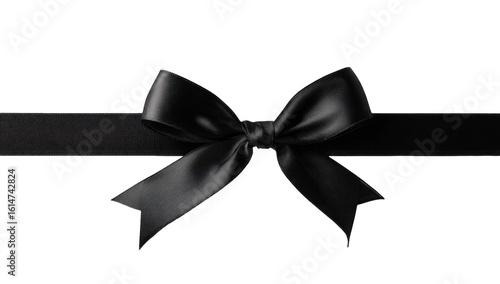 Black satin ribbon bow on a black ribbon