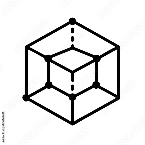 3d cube geometric model icon design.