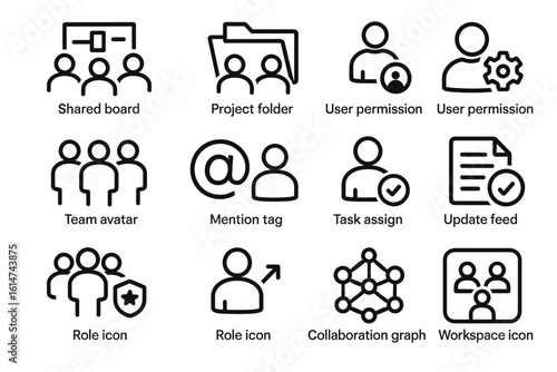 Icons for team collaboration and project management tools
