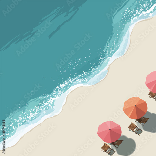 beach isolated in White Background, beach vector, Flat lay vector illustration