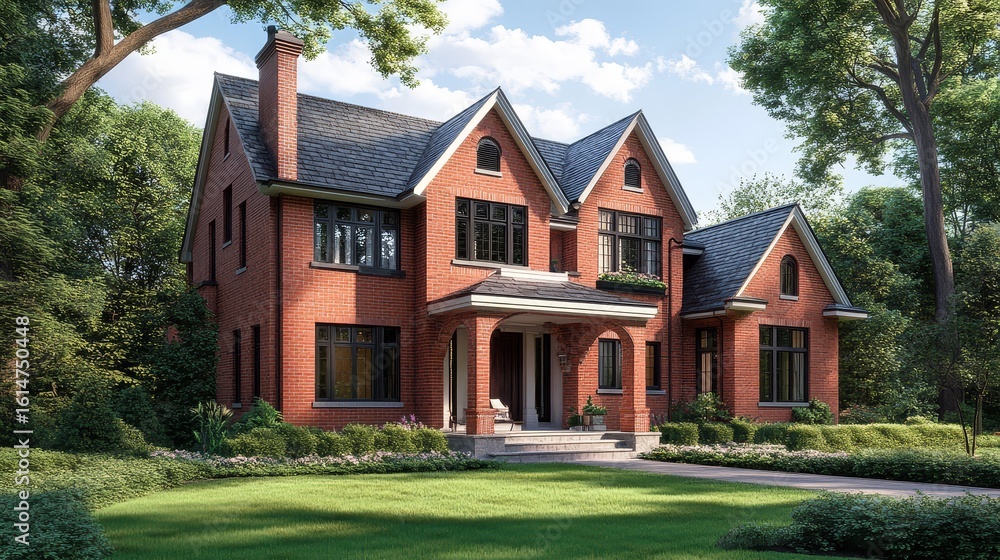 Obraz premium rustic red brick house